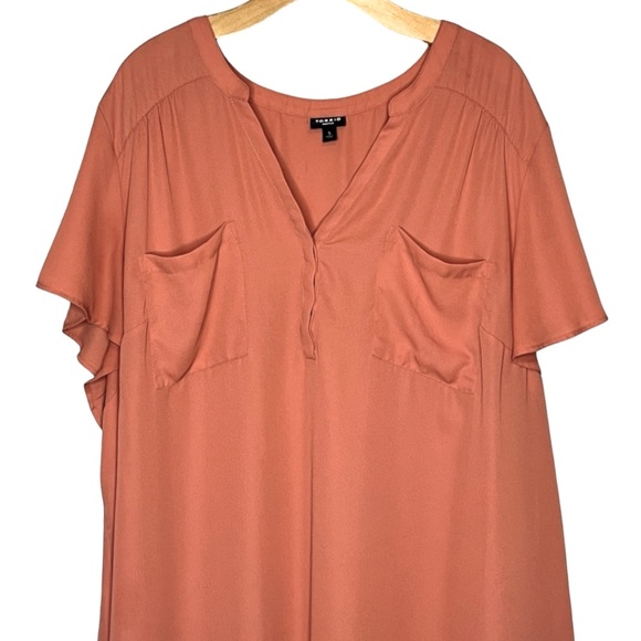 TORRID Harper Georgette Pullover Flutter Sleeve Blouse - Apricot - Picture 5 of 14